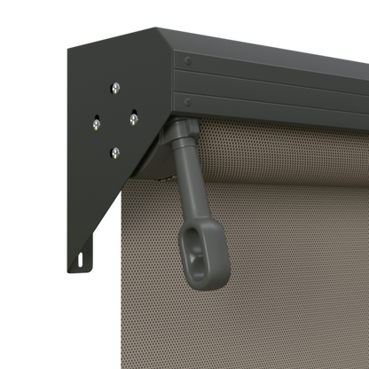 Crank Outdoor Blind - Caramel Fabric with Woodland Grey Semi-Enclosed Pelmet
