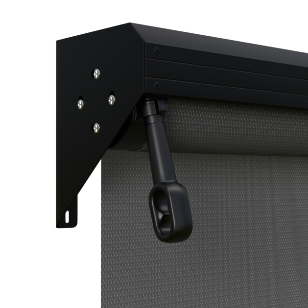 Crank Outdoor Blind - Charcoal Fabric with Monument Semi-Enclosed Pelmet