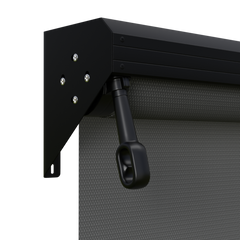 Crank Outdoor Blind - Charcoal Fabric with Monument Semi-Enclosed Pelmet