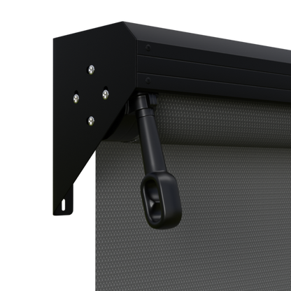 Crank Outdoor Blind - Charcoal Fabric with Monument Semi-Enclosed Pelmet