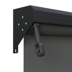 Crank Outdoor Blind - Charcoal Fabric with Nightsky Black Semi-Enclosed Pelmet