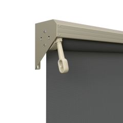 Crank Outdoor Blind - Charcoal Fabric with Paperbark Semi-Enclosed Pelmet