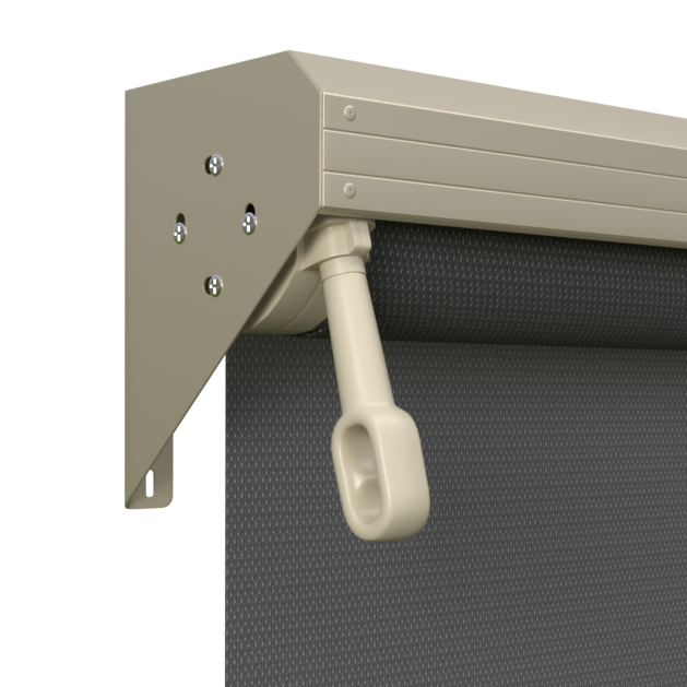 Crank Outdoor Blind - Charcoal Fabric with Paperbark Semi-Enclosed Pelmet