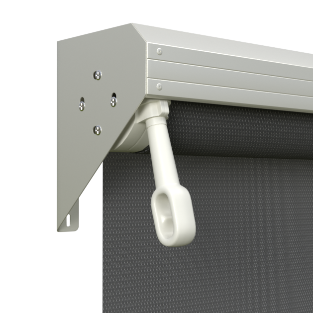 Crank Outdoor Blind - Charcoal Fabric with Surfmist Semi-Enclosed Pelmet