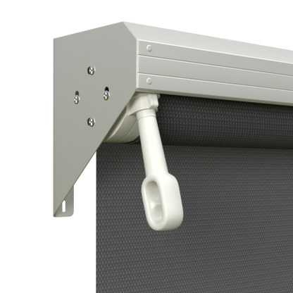 Crank Outdoor Blind - Charcoal Fabric with Surfmist Semi-Enclosed Pelmet