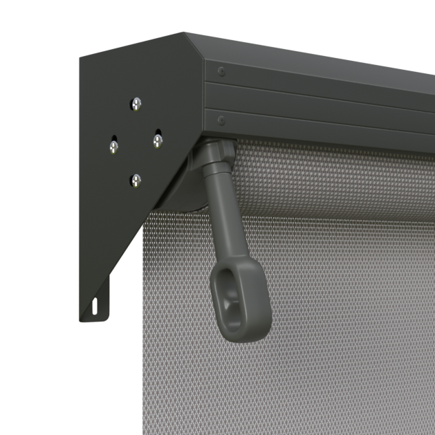 Crank Outdoor Blind - Grey Fabric with Woodland Grey Semi-Enclosed Pelmet