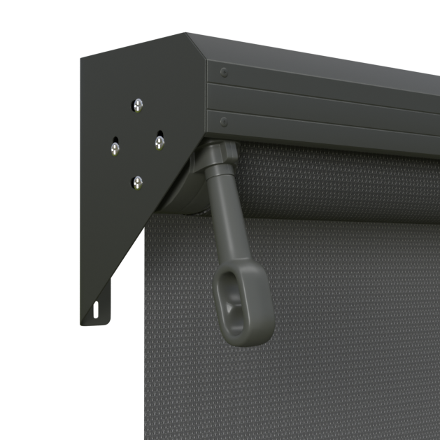 Crank Outdoor Blind - Charcoal Fabric with Woodland Grey Semi-Enclosed Pelmet
