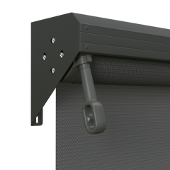 Crank Outdoor Blind - Charcoal Fabric with Woodland Grey Semi-Enclosed Pelmet